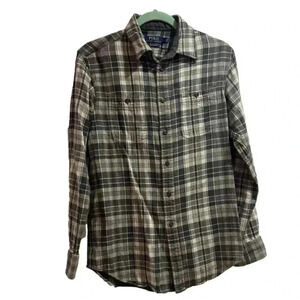 Polo Ralph Lauren Gray Plaid Button Down shirt Size Small EUC